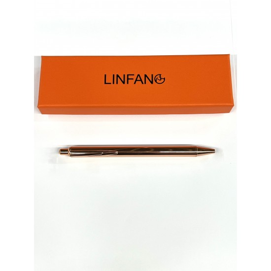 LINFANC Ballpoin Pen Rose Gold Metal Body,Medium Point Smooth Writing Black Ink Pen, with Pen Box, 1pc, 0.7mm, Rose Gold color